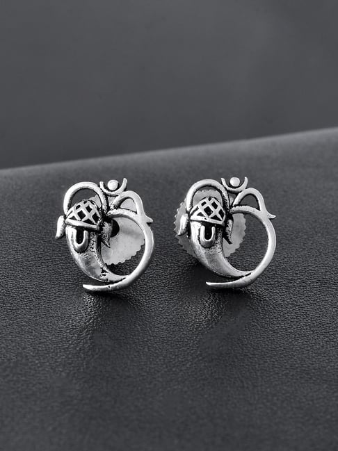 Voylla Silver Statement Grace of Ganesha Stud Earrings