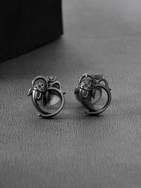 Voylla Black Eclipse The Ganesha Grace Stud Earrings