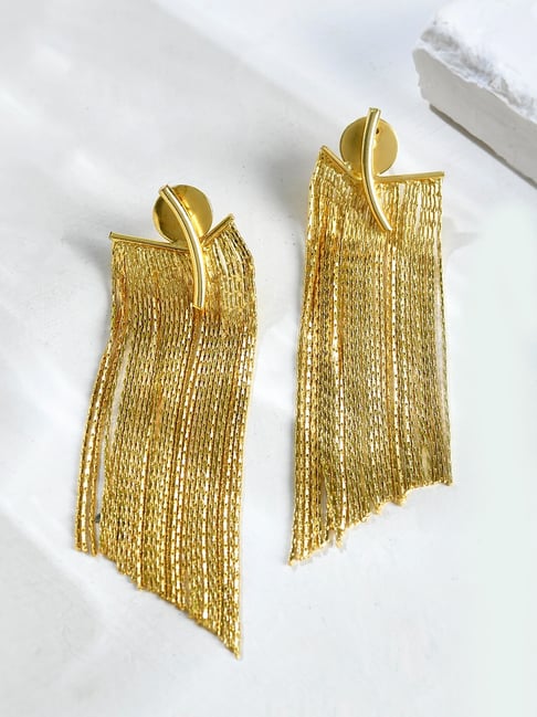 Voylla Gold Voyage Glamour Cascade Drop Earrings-picture-12