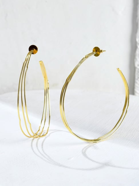 Voylla Gold Voyage Golden Swing Hoop Earrings-picture-18