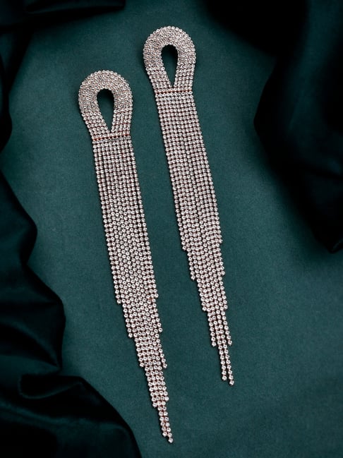 Voylla Rose Gold Timeless Sparkle Crystal Flow Infinity Rose Gold Rhinestoners Drop Earrings