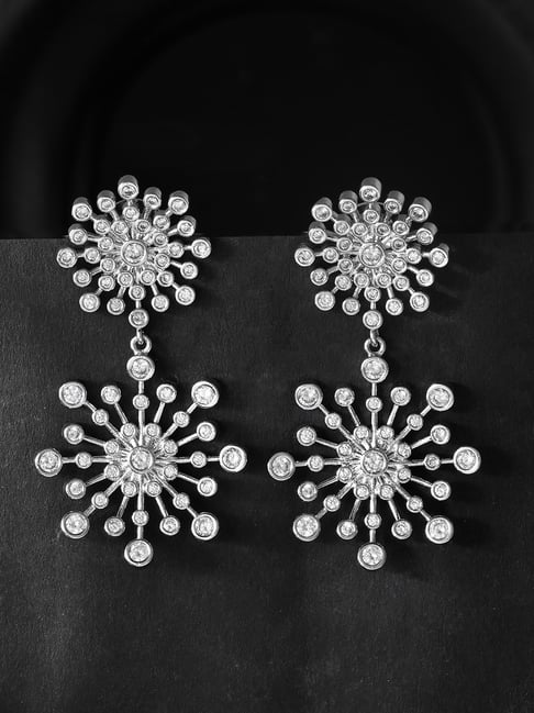 Voylla Silver Fireworks Glimmering Joy Drop Earrings-picture-16
