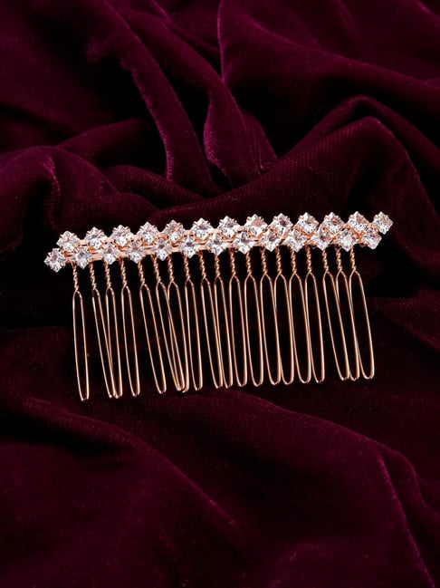 Voylla Rose Gold Royal Romance Inanna Hair Comb Pin-picture-17