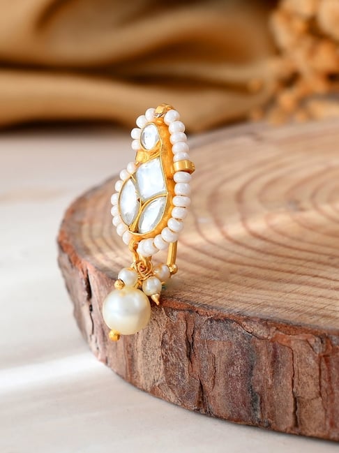 Voylla Gold Kundan Elegance Royal Aura Nose Pin