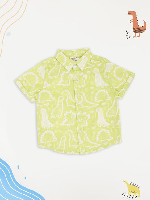 Pantaloons Baby Boys Shadow Lime Printed Shirt