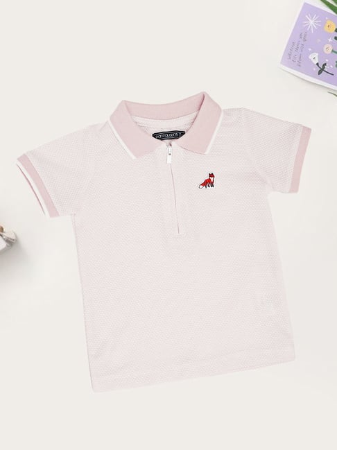Pantaloons Baby Boys Barely Pink Textured Polo T-Shirt