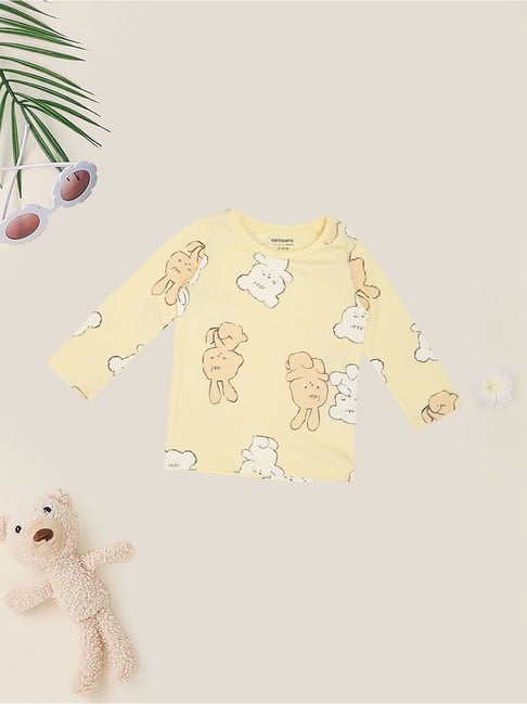 Pantaloons Baby Girls Pastel Yellow Printed T-Shirt