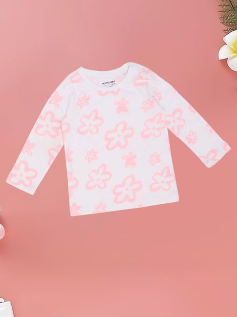 Pantaloons Baby Girls Snow White Floral Print T-Shirt