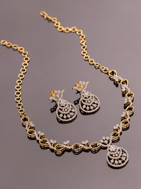 Voylla Gold Sparkling Essentials Florinelle American Diamond Necklace & Earring Set