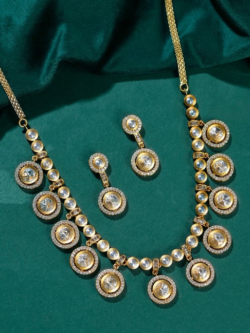 Voylla Gold Regal Heritage Kundan Necklace & Earring Set