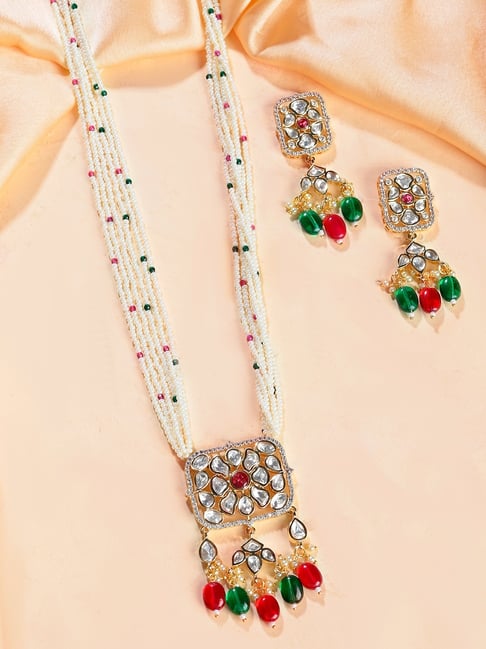 Voylla Gold Kundan Elegance Noor E Nazakat Necklace Earring Set
