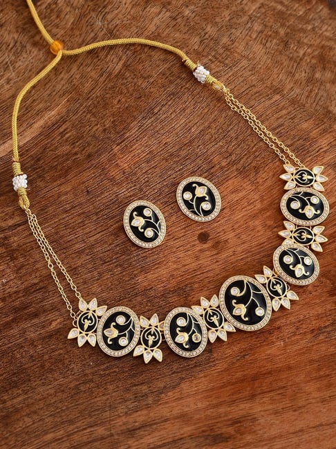 Voylla Gold Pashmina Nyasia Choker Necklace & Earring Set-picture-20