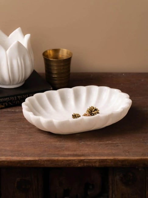 TESU White¿Marble Marigold Bowl