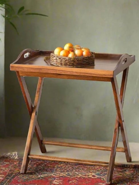 TESU Natural¿Sheesham Wood Multipurpose Tray Table