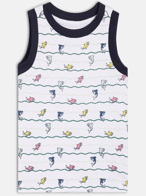 Miniklub Boys White Printed T-Shirt