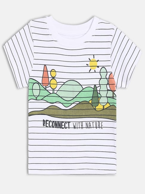 Miniklub Boys White Striped T-Shirt