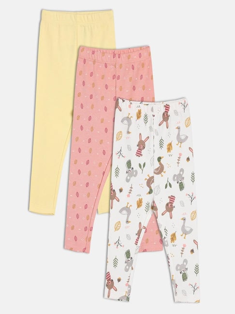 Miniklub Girls Multicolor Printed Leggings - Pack of 3