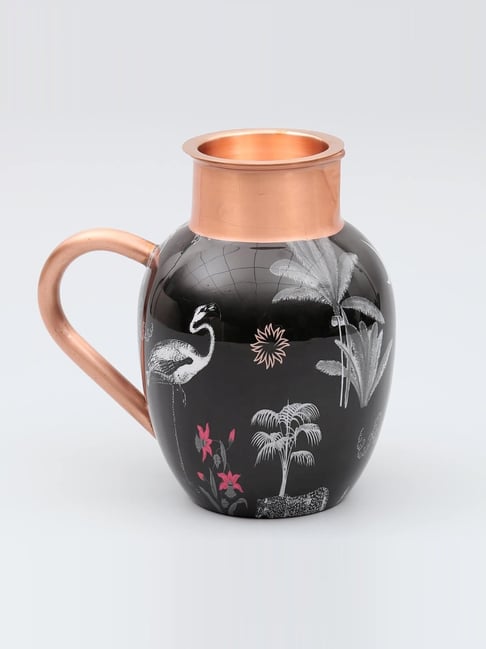 India Circus by Krsnaa Mehta Black Copper Animalia Creations Jug with Tumbler (1500 ml)