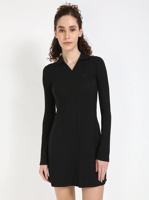 Calvin Klein Jeans Black Slim Fit Striped Dress-picture-12