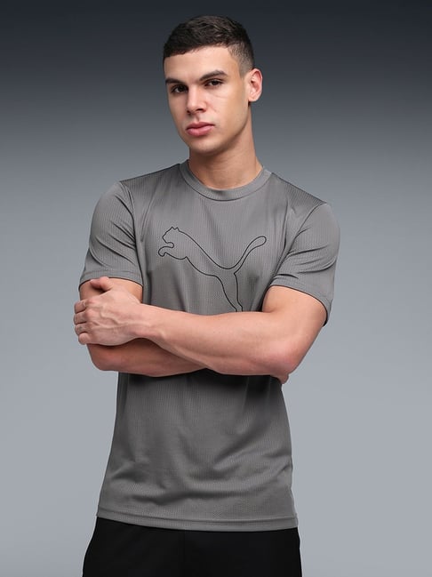 Puma Grey Breathable Printed Relaxed Fit Training Tee