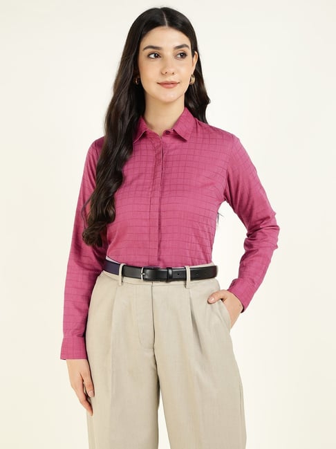 Hancock Pink Cotton Regular Fit Checks Shirt-picture-45