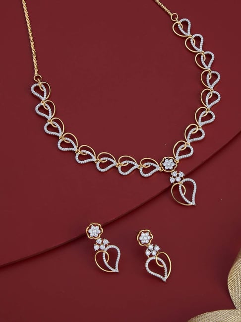 Kushal's Fashion Jewellery White Rhodium Gold Polished Zircon Necklace set for Women-picture-39
