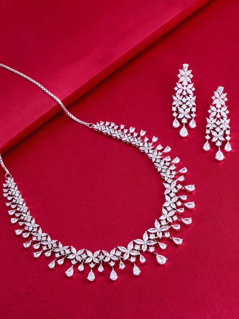 Kushal's Fashion Jewellery White Rhodium Polished Zircon Necklace for Women-picture-33