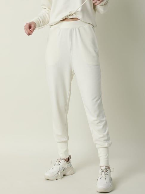 RAREISM Off White Polyester Solid Trackpants