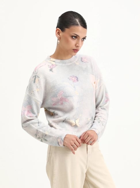 RAREISM Light Multi Acrylic Floral Sweaters-picture-12