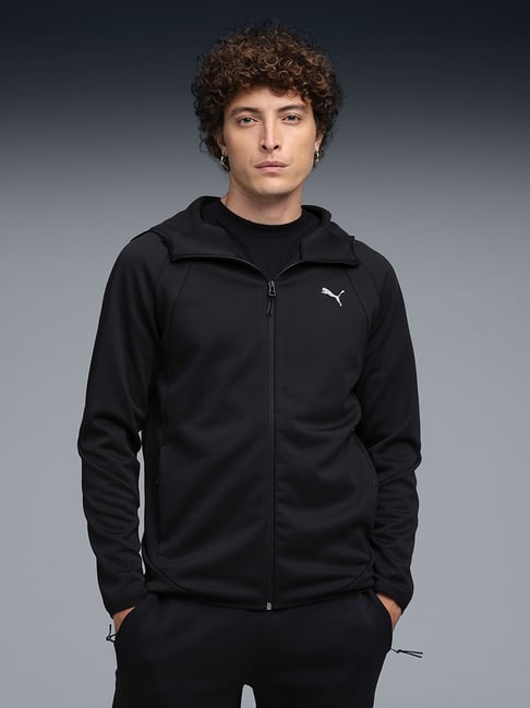 Puma Black EVOSTRIPE Slim Fit Full Zip Hoodie