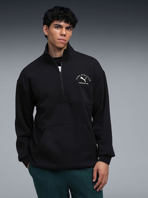 PUMA CLASS Black Relaxed Fit Half Zip Sweatshirt