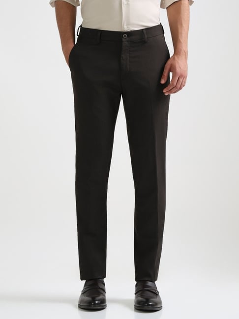 Arrow New York Brown Slim Fit Self Pattern Trousers-picture-41