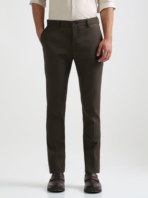 Arrow New York Brown Slim Fit Self Pattern Trousers-picture-42