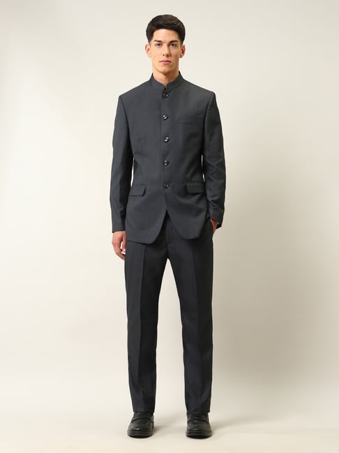 Arrow Grey Regular Fit Self Pattern Two Piece Suit
