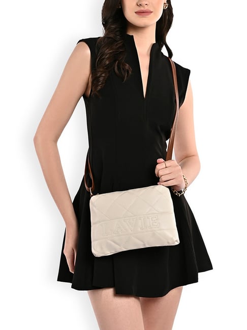 Lavie Off White QUILT JILL Quilted Medium Cross Body Bag