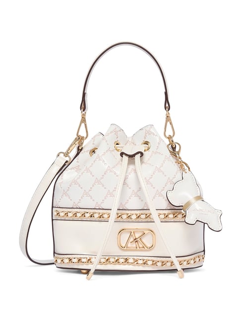AKIKI LONDON White HANWELL 21 Logo Small Bucket Bag-picture-28