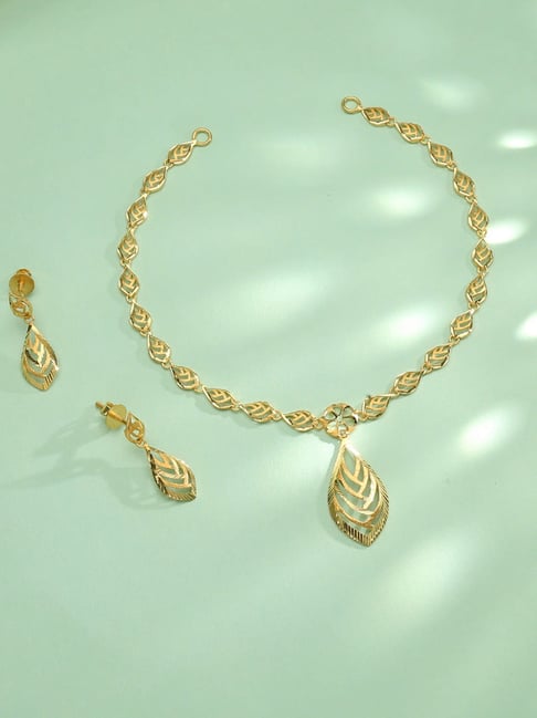P.N.Gadgil Jewellers 18K Leaflet Lux Gold Necklace for Women