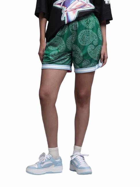 Puma Dark Green Stars Revers Short Printed Mid Rise Regular Fit 5.5" Short