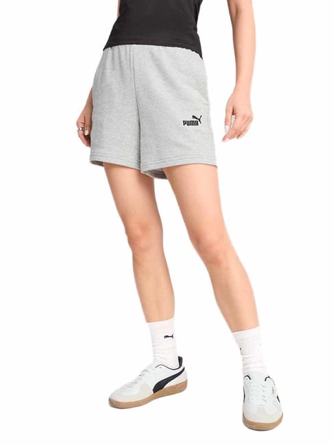 Puma Light Gray Heather Essentials No. 1 Logo Relaxed Fit High Rise Regular Fit Short