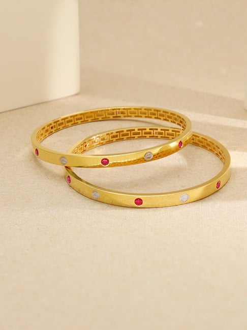 P.N.Gadgil Jewellers 18K Blush Band Gold Bangles for Women