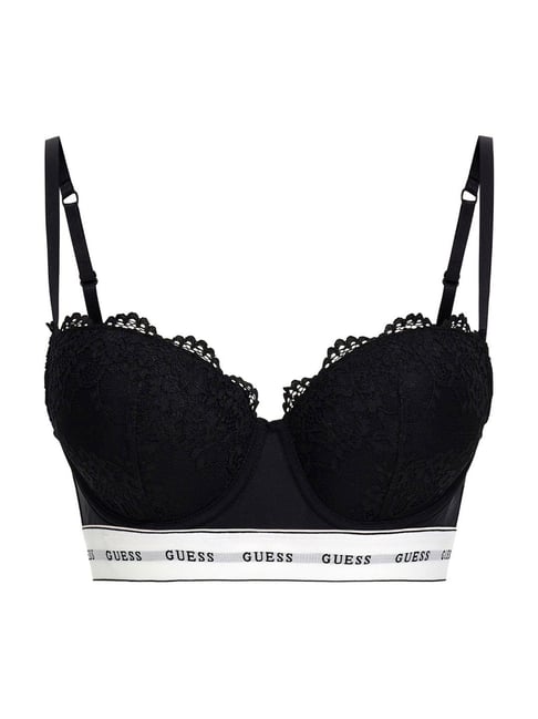 Guess Black Self Design Balconette Bra
