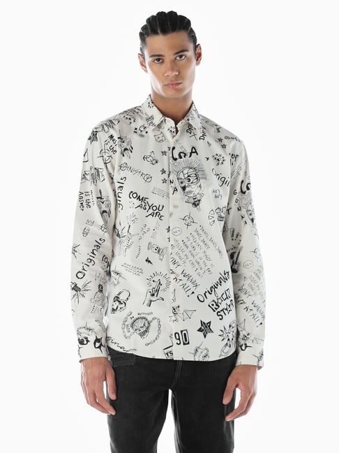 Jack & Jones White Cotton Regular Fit Printed Shirt-picture-25