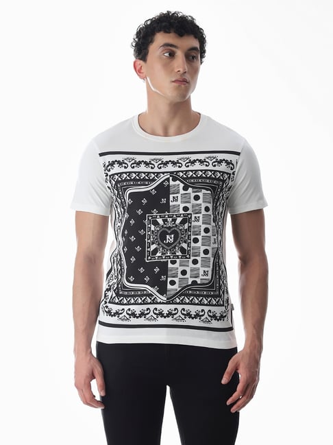 Jack & Jones White Cotton Regular Fit Printed T-Shirt-picture-42