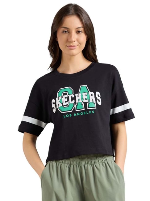 Skechers Black Cotton Regular Fit Logo Printed T-Shirt-picture-17