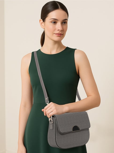 Esbeda Black Sandstone Textured Medium Cross Body Bag-picture-17