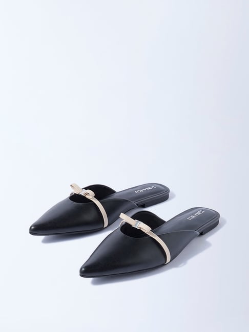 LUNA BLU by Westside Black Bow-Detailed Mules-picture-32