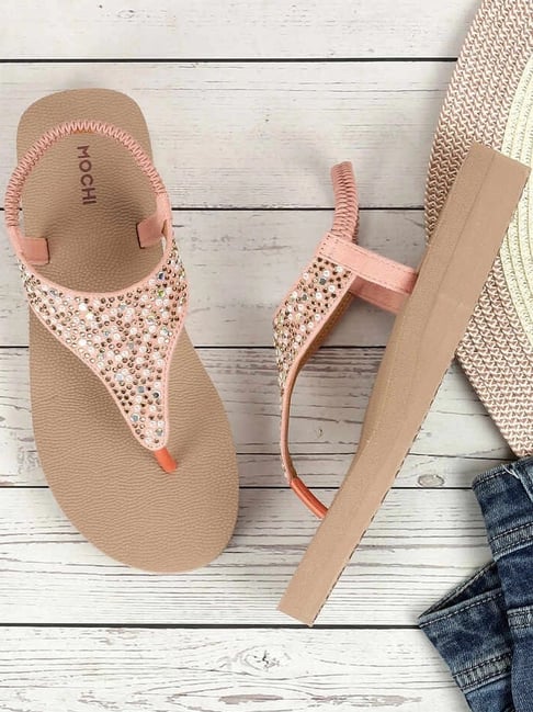 Mochi Women's Rose Gold Sling Back Sandals-picture-47
