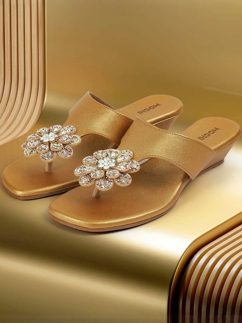 Mochi Women's Antique Gold Casual Sandals-picture-15