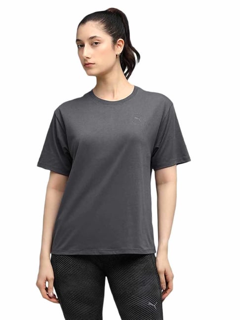 Puma Dusky Gray Chrome Sweat Wicking Graphic Relaxed Fit Training T-Shirt