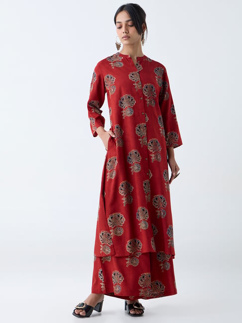 Utsa by Westside Red Floral Pattern A-Line Kurta-picture-44